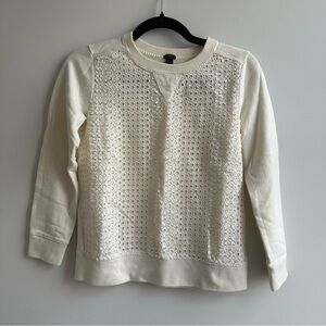 J. Crew Crewneck sweatshirt with eyelet lace detail